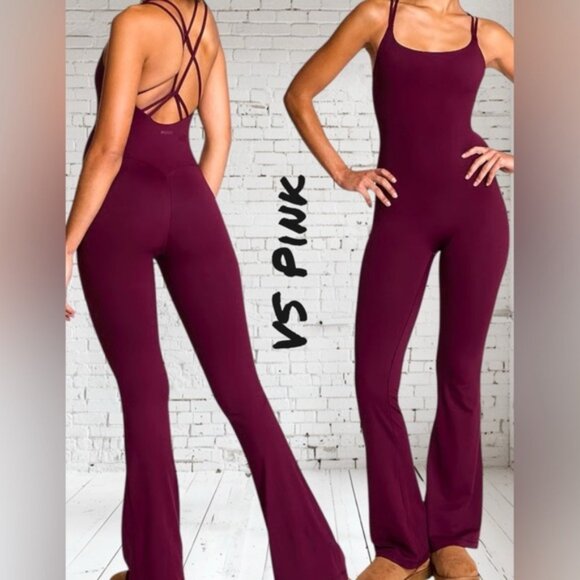Victoria's Secret PINK Onesie XXL Relay Flare Workout One Piece Pants Romper NWT - Picture 1 of 3